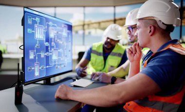 Scada ile nakliye limanında kargo işleten çeşitli lojistik operatörü