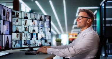 Video konferans görüşmesi. Çevrimiçi Uzak Sanal Buluşma