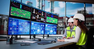 Petrol ve gaz kimya fabrikası ve rafinerisindeki operasyonlar analiz ediliyor.