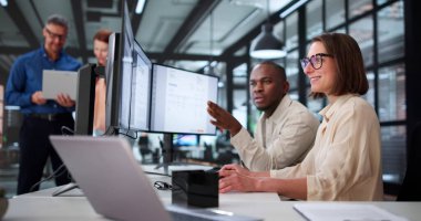 Bilgisayarda Dijital Elektronik Fatura Kullanan Çok Irklı Muhasebeci Ekibi