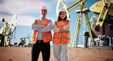 Petrol ve gaz endüstrisi mühendisi sondaj platformunda çalışıyor..