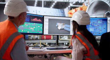 Uzay Laboratuvarında Birlikte Çalışan Mühendisler Yeni Uydu Teknolojisi Binası.