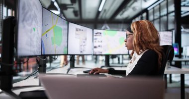 Çevrimiçi Haritada Genç Bayan Gayrimenkul İzleme Mülkü.