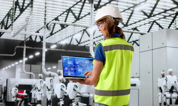 Üretim endüstrisi için sanal gerçeklik yazılımı geliştiren yenilikçi kadın mühendis.