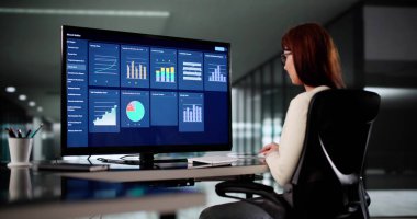 İş performans ölçümlerini izlemek için Kadın Analizci Bilgisayarı Kullanıyor