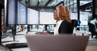 Ofisteki Bilgisayar Ekranında Vergi Kodları Analizi Yapan Muhasebeci.