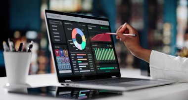 Finansal Planlayıcı, Çevrimiçi Bütçeyi İzlemek İçin Laptop Uygulamasını Kullanıyor