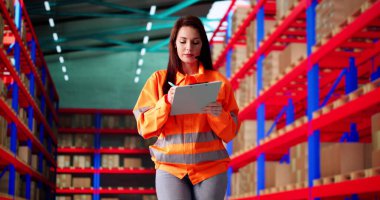 Bugün Depo Ayarları 'nda Envanter Yönetimi Yapan Meşgul Kadın Yöneticisi.