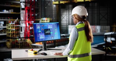 Endüstriyel Fabrika 'da Afrika kökenli Amerikalı Kadın Scada Sistemi.