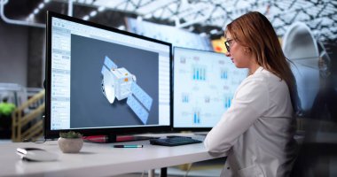 Uydu Geliştirme Ajansı için Kadın Mühendis Güneş Panelleri Tasarladı.