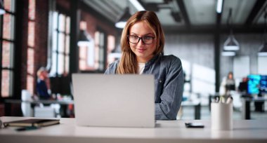 Kadın İş Analisti Ofis Yöneticileriyle Çevrimiçi Görüşme Yapıyor