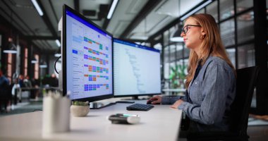 Ofis Yönetimi Yazılım Projeleri ve Zamanlaması Verimli Kız Yöneticisi.