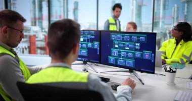 Afrika 'daki bir üretim tesisinde petrol ve gaz üretimi analiz ediliyor.