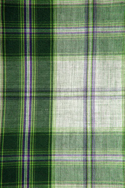Checkered Green White Fabric Texture Background — Stock Photo, Image