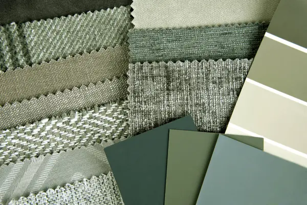 Close Upholstery Fabric Color Texture Choice Stock Photo