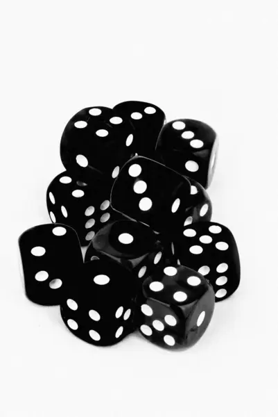 Close Black Dice Isolated White Background Royalty Free Stock Images