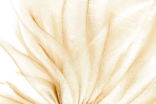 Closeup Wavy Creamy Peach Color Organza Fabric Стокове Зображення
