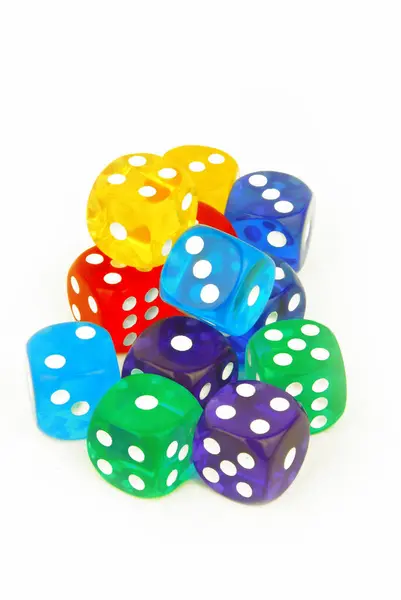 Close Color Dice Isolated White Background Stock Photo