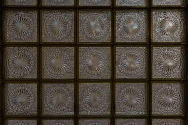 Bir cam duvarın ayrıntıları. Odaklı çerçeve ve dekor, soyut bileşim.