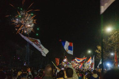 Ljig, Sırbistan - 12 Mart 2025: Cacak 'tan Belgrad' a öğrenci yürüyüşü. Ljig 'den Lazarevac' a üçüncü aşama..