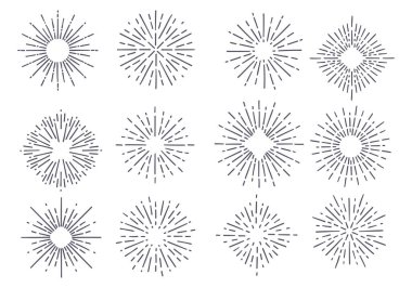 El yapımı güneş patlaması elementleri. vektör illüstrasyonu