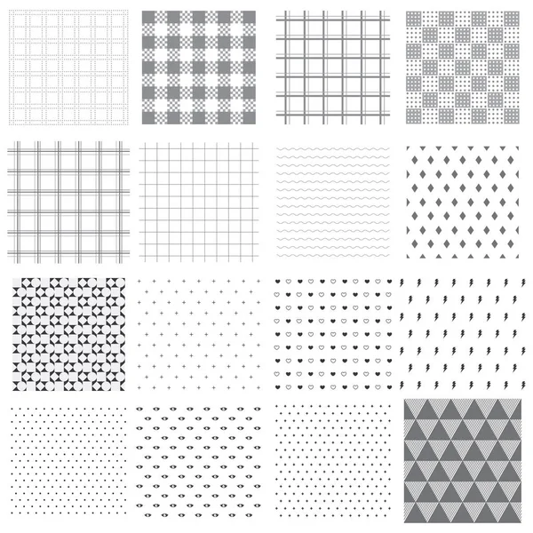 一套现代几何形状的无缝图案 黑色和白色背景 — 图库矢量图片