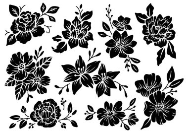 siyah ve beyaz çiçek dizaynı  