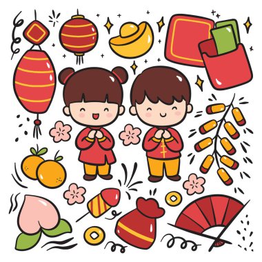 Çin 'in yeni yılının vektör illüstrasyonu