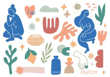 Boho Estetik Tasarım Element Karalama Kümesi