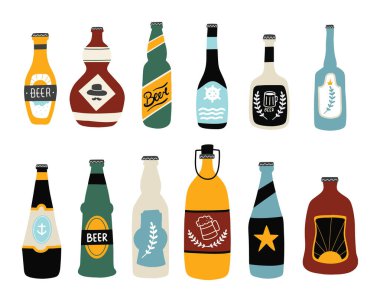 vector illustration of bottles and drink icon. set of liquor and alcohol stock symbol for web.