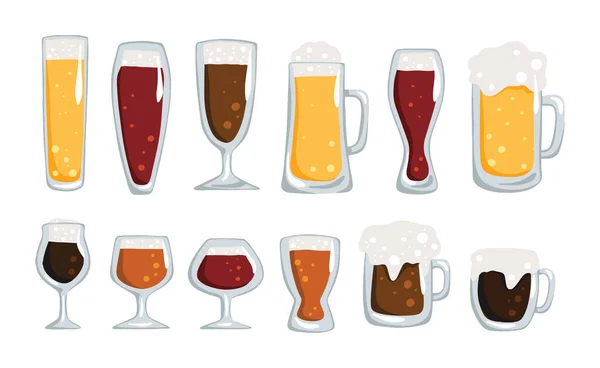 Set Illustratie Van Flessen Met Alcoholische Dranken — Stockvector
