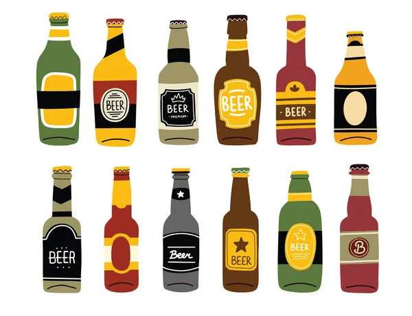 Set Illustratie Van Flessen Met Alcoholische Dranken — Stockvector