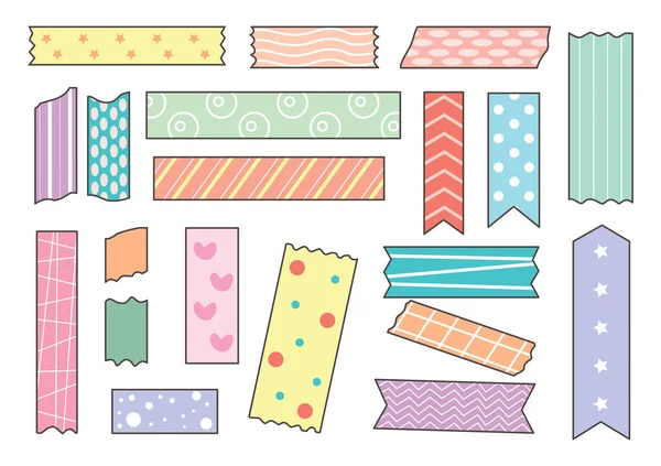 Colorful Tape Stickers Set White Background — Stock Vector