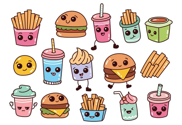 Cartoon Kawaii Food Doodle Vector Illustration — Stock Vector