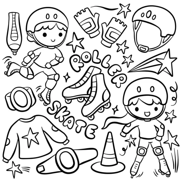 Милый Роликовый Набор Kids Doodle — стоковый вектор