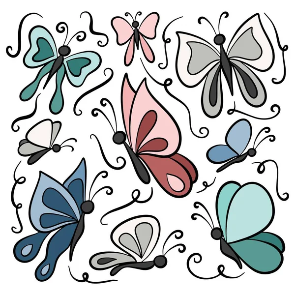 Sketchy Butterfly Doodle Line Art Illustration — Stock Vector