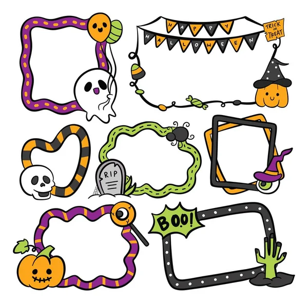 Hand Drawn Cartoon Halloween Design Elements — Stock Vector