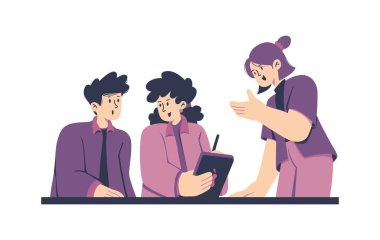 Ofis çalışanları iş arkadaşlarıyla tartışıyor, düz stil illüstrasyon