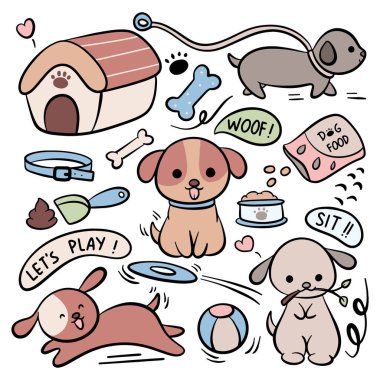cute dog vector illustration set clipart