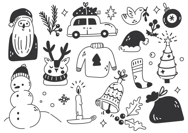 Sketchy Christmas Doodle Line Sanatı — Stok Vektör