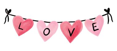 suluboya kırmızı kalp bayrağı. fırça boyası