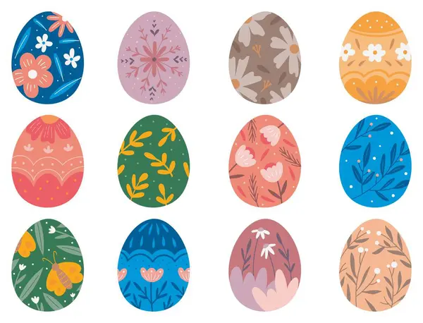 Süslü Paskalya Yumurtası Tasarımı Elementleri — Stok Vektör