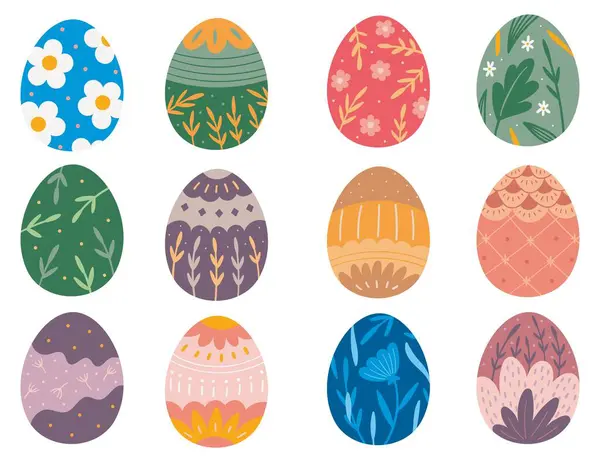 Set Decorated Easter Egg Design Elements — Stock Vector