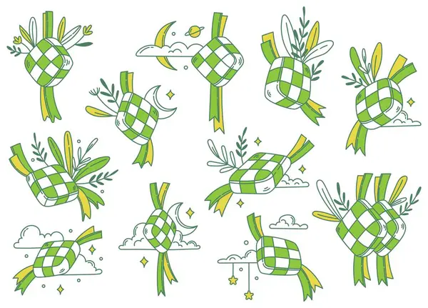 一套Ketupat装饰设计元件 — 图库矢量图片