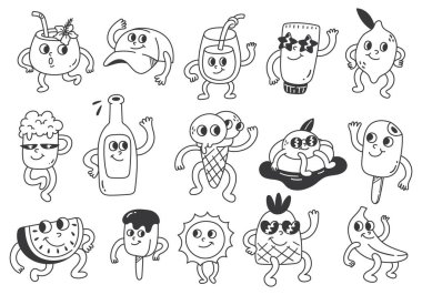 Klasik Çizgi Film Gıda ve İçecek Karakterleri Koleksiyonu, Yaz Konsepti Oyuncu Karalamalar