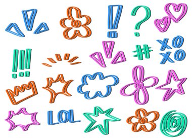 Rastgele Şekiller Karalama Tasarım Elementleri 