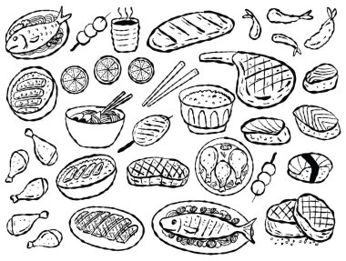 Sketchy Hand 'in Japon Gıda Karalamaları Seti