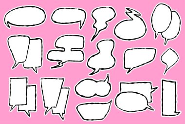 El Çizimi Konuşma Balonları Vektör İllüstrasyonu - Komedi Biçimi Diyalog Balonları