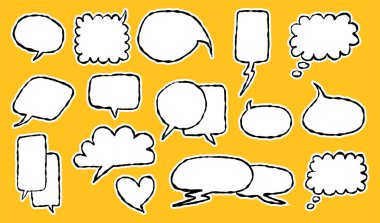 El Çizimi Konuşma Balonları Vektör İllüstrasyonu - Komedi Biçimi Diyalog Balonları