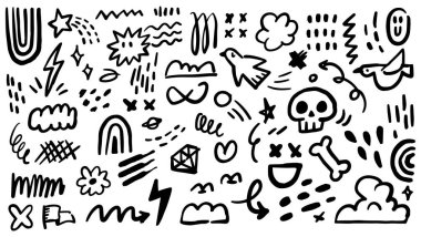 Yaratıcı El Çizimi Karalama Kümesi